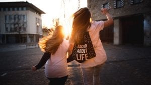 happy students during sunset time