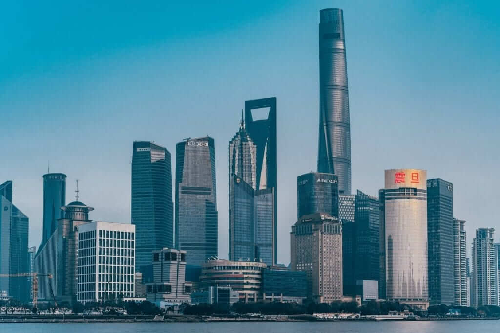 pudong skyline in shanghai